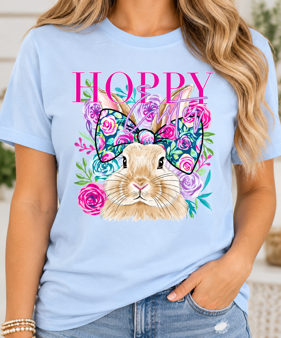Hoppy Easter: Floral Bunny Bow boutique modeled mockup