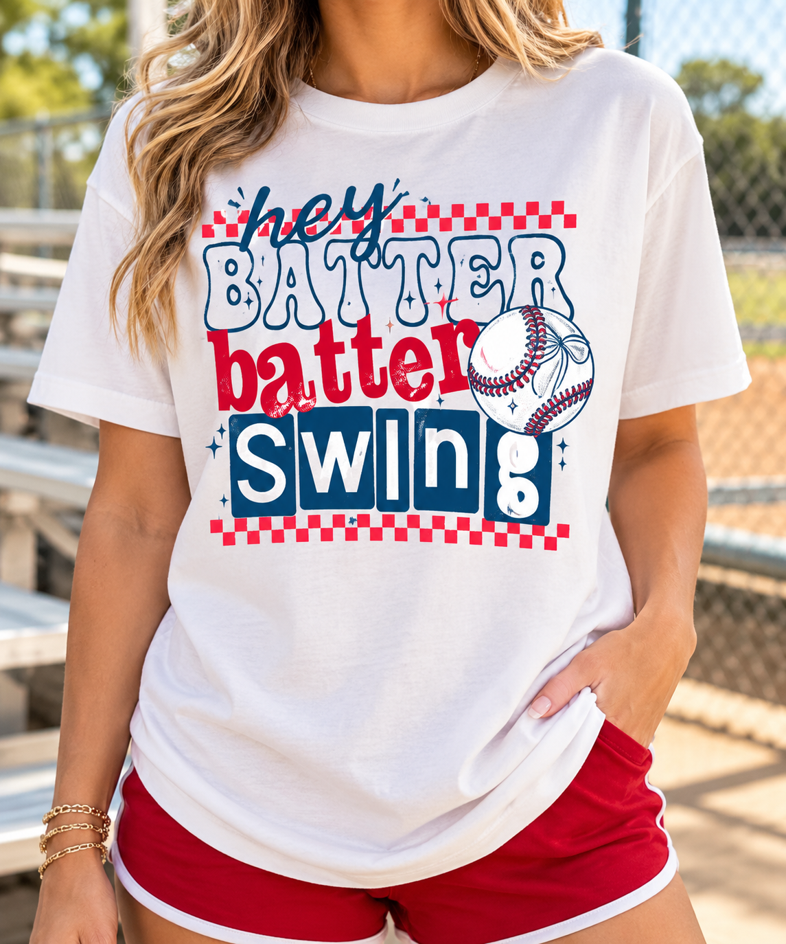 Hey Batter Batter Swing boutique modeled mockup