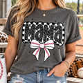 Mama: Checkerboard Baseball Bow boutique modeled mockup