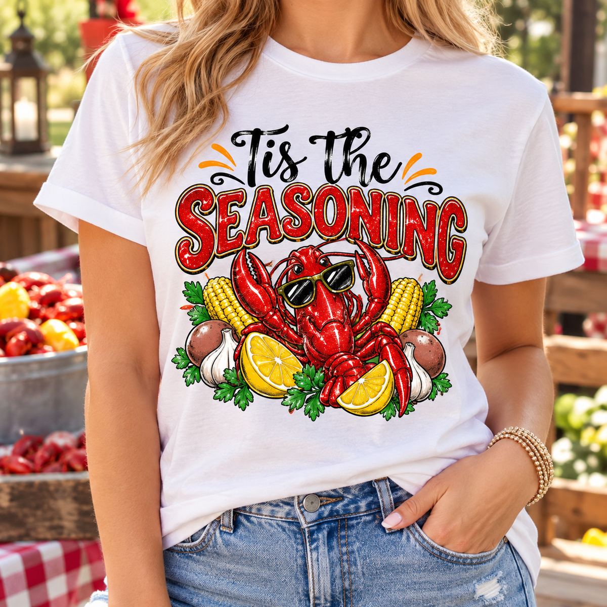 ’Tis the Seasoning: Crawfish Boil boutique modeled mockup