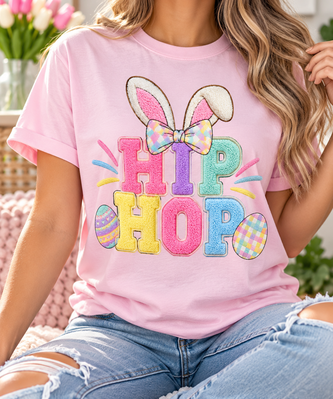 Hip Hop: Pastel Bunny Letters boutique modeled mockup