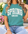 Spring Vibes: Floral Varsity boutique modeled mockup