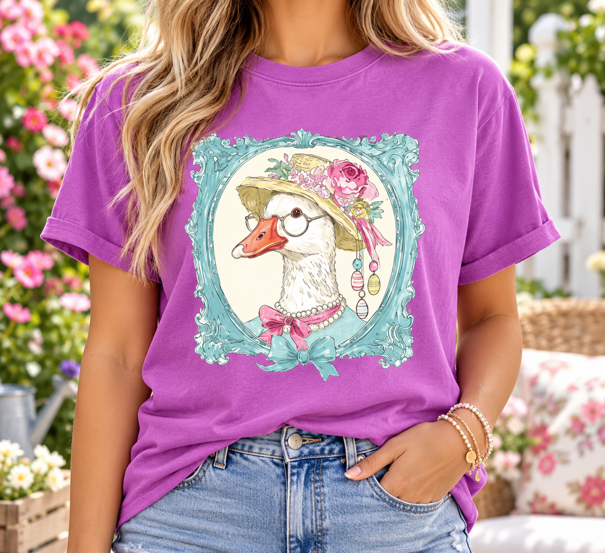 Vintage Spring Goose boutique modeled mockup