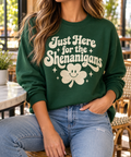 Just Here for the Shenanigans boutique modeled mockup