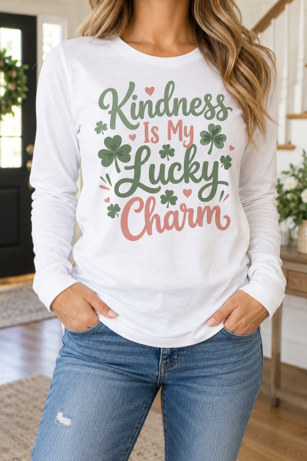 Kindness Is My Lucky Charm boutique modeled mockup