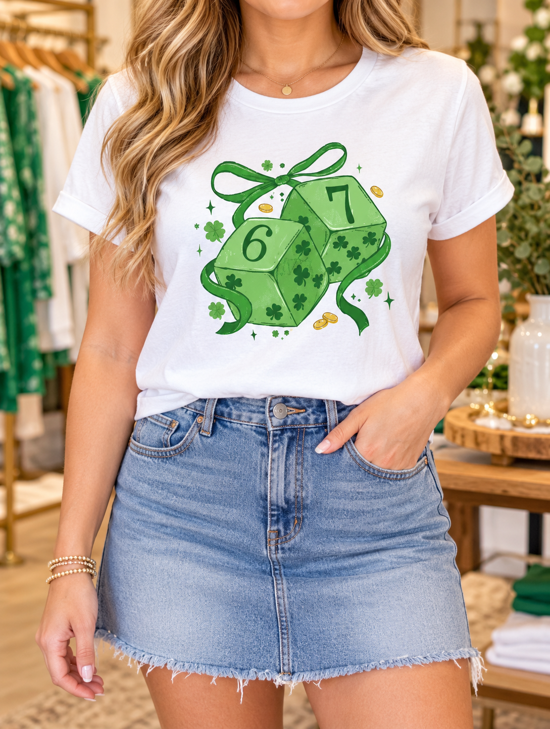 Lucky Dice Bow boutique modeled mockup