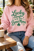 Lucky Enough to Be Their Bonus Mama boutique modeled mockup