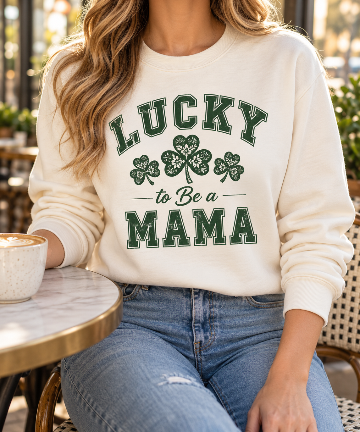 Lucky to Be a Mama boutique modeled mockup