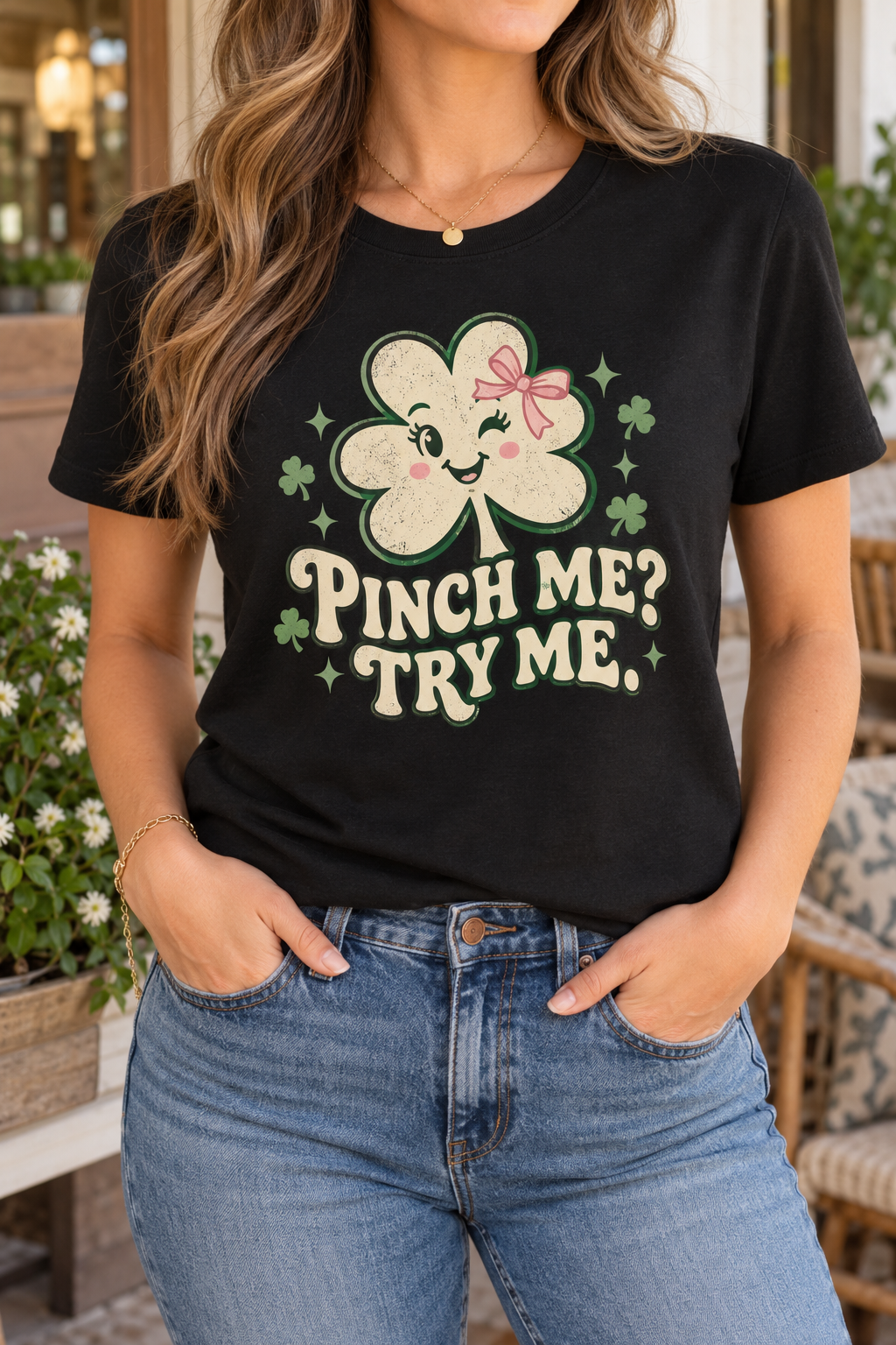 Pinch Me? Try Me. boutique modeled mockup