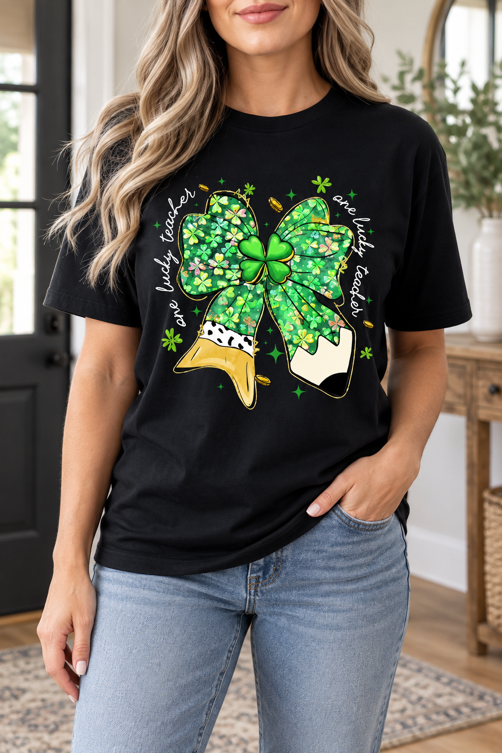 Shamrock Ribbon Bow boutique modeled mockup