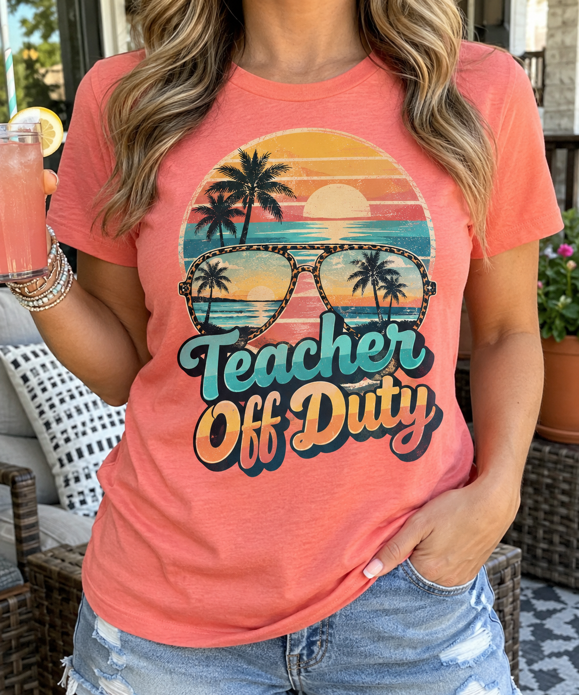 Teacher Off Duty boutique modeled mockup