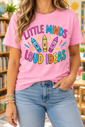 Little Minds, Loud Ideas boutique modeled mockup
