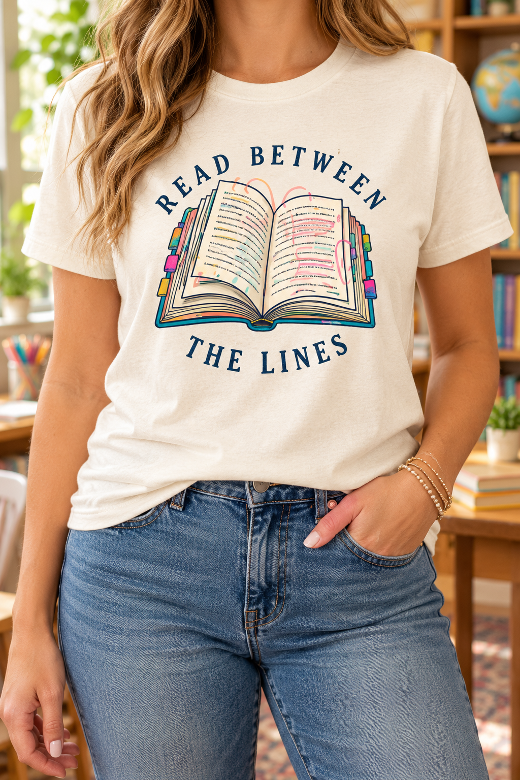 Read Between the Lines boutique modeled mockup