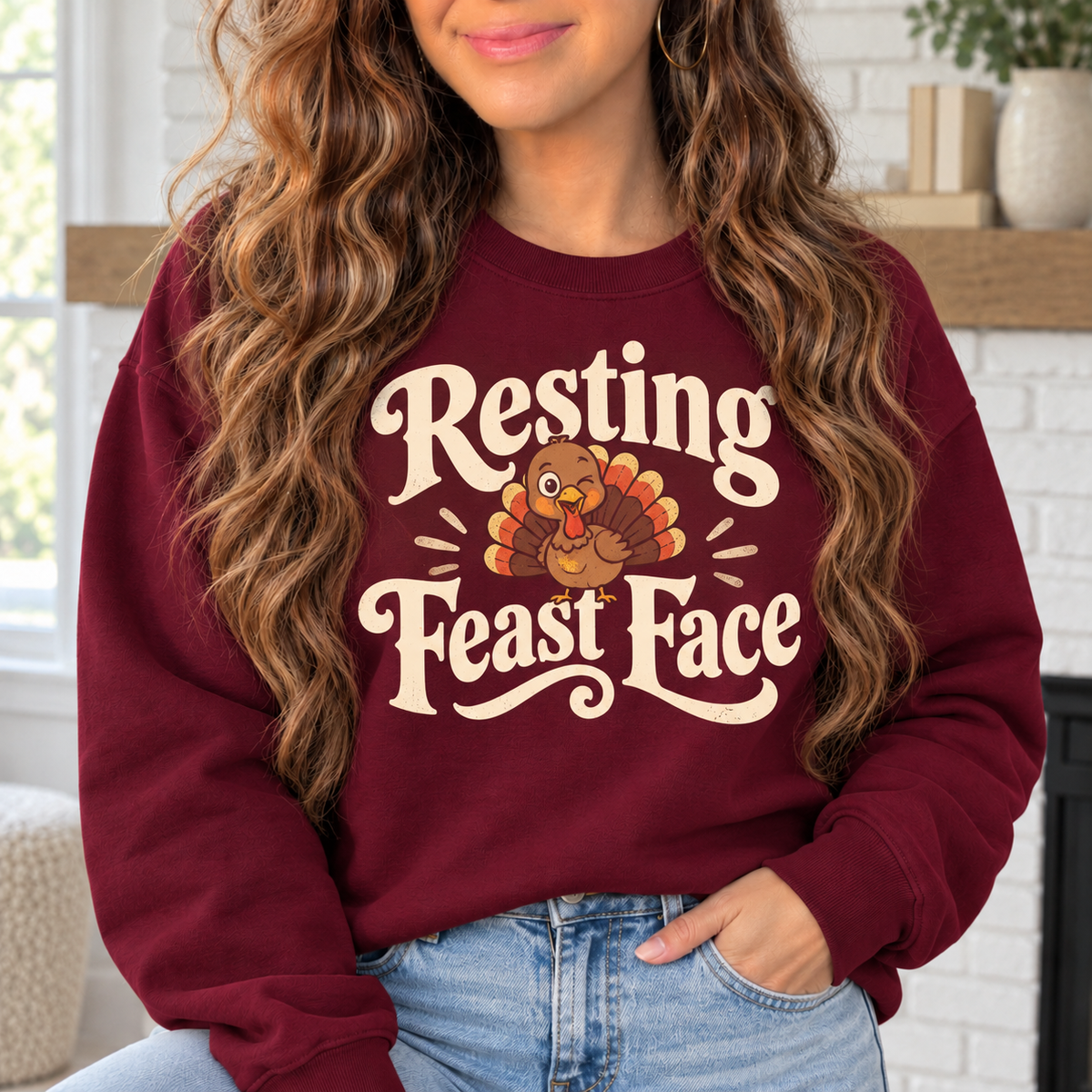 Resting Feast Face boutique modeled mockup