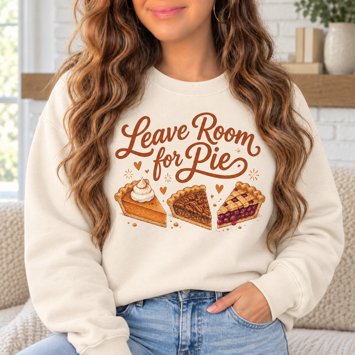 Leave Room for Pie boutique modeled mockup