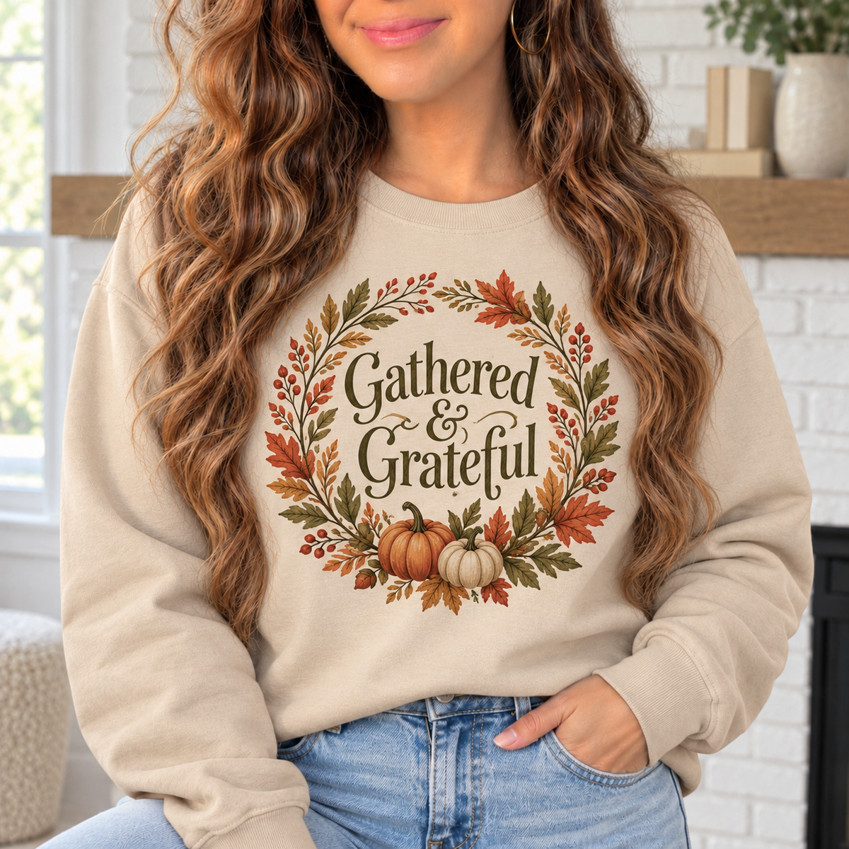 Gathered & Grateful boutique modeled mockup