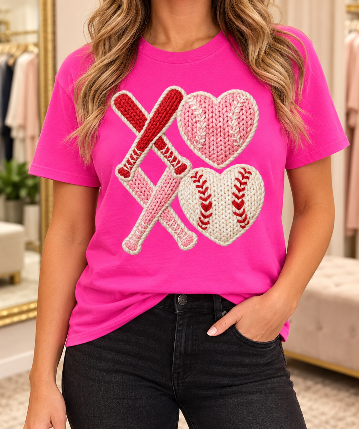 Baseball XOXO boutique modeled mockup