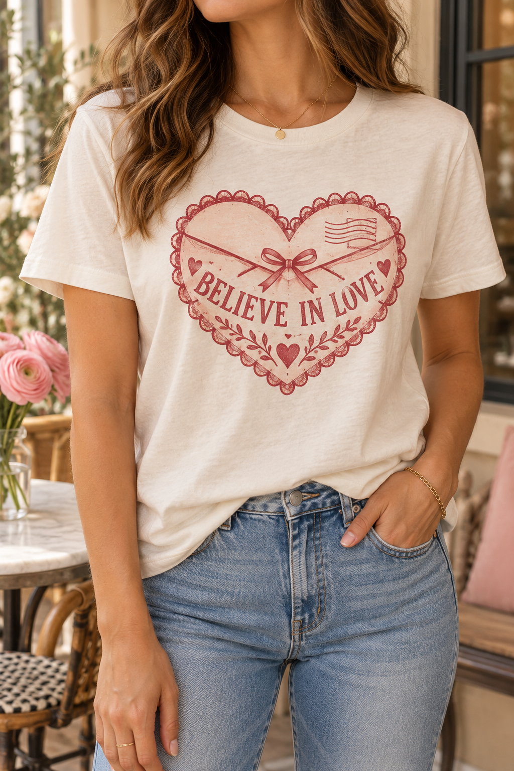 Believe in Love: Retro boutique modeled mockup