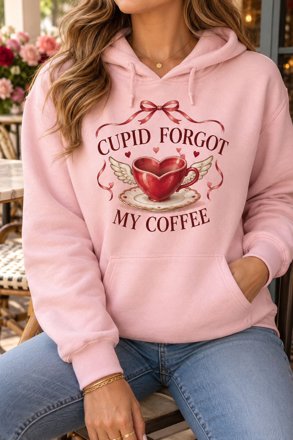Cupid Forgot My Coffee boutique modeled mockup