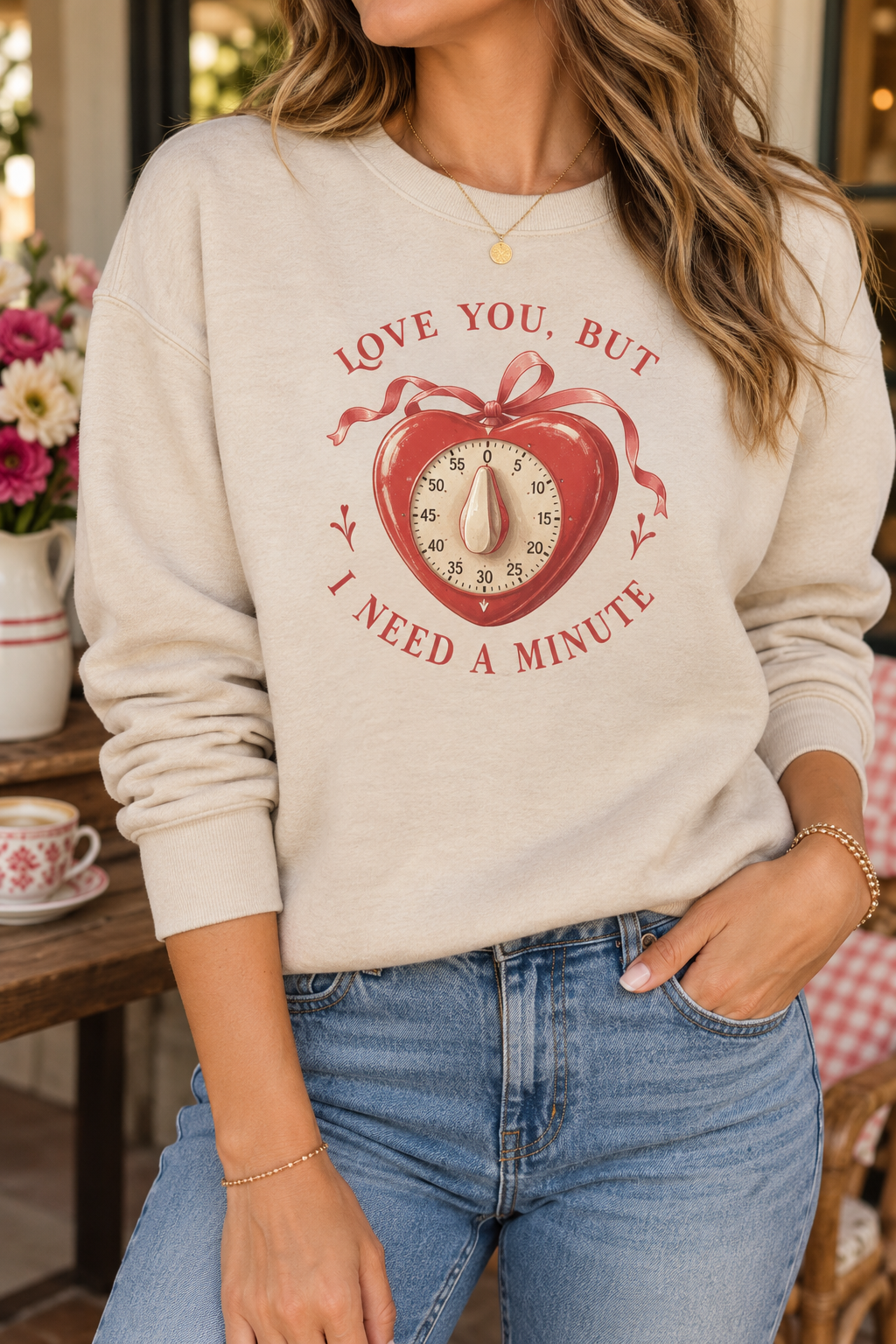 Love You, But I Need a Minute boutique modeled mockup