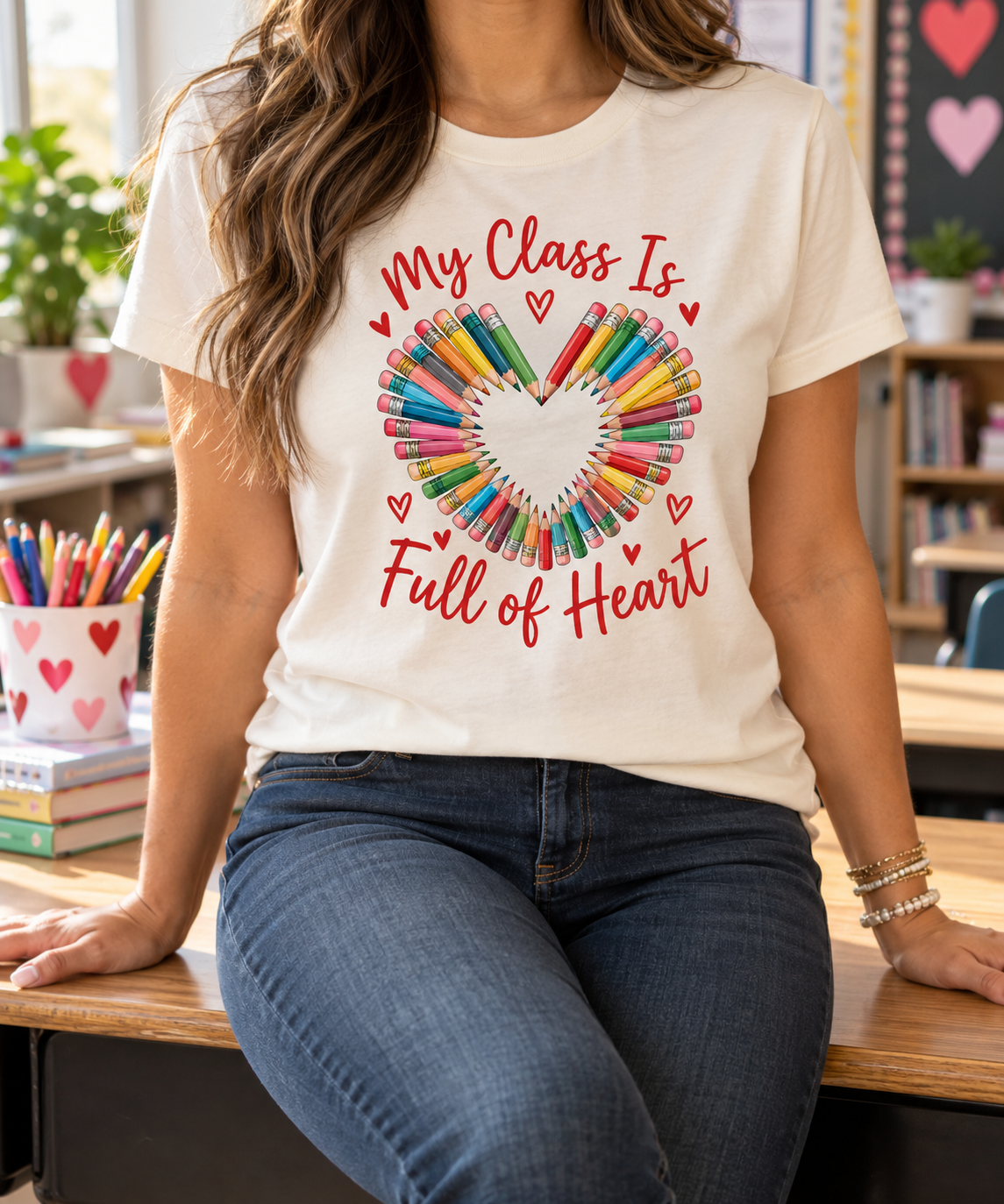 My Class Is Full of Heart boutique modeled mockup