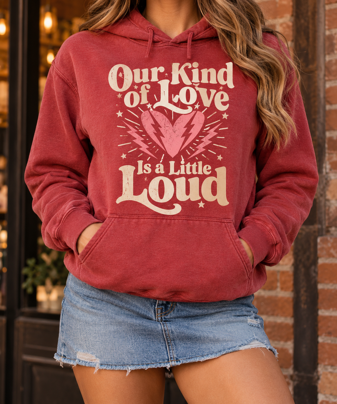 Our Kind of Love Is a Little Loud boutique modeled mockup
