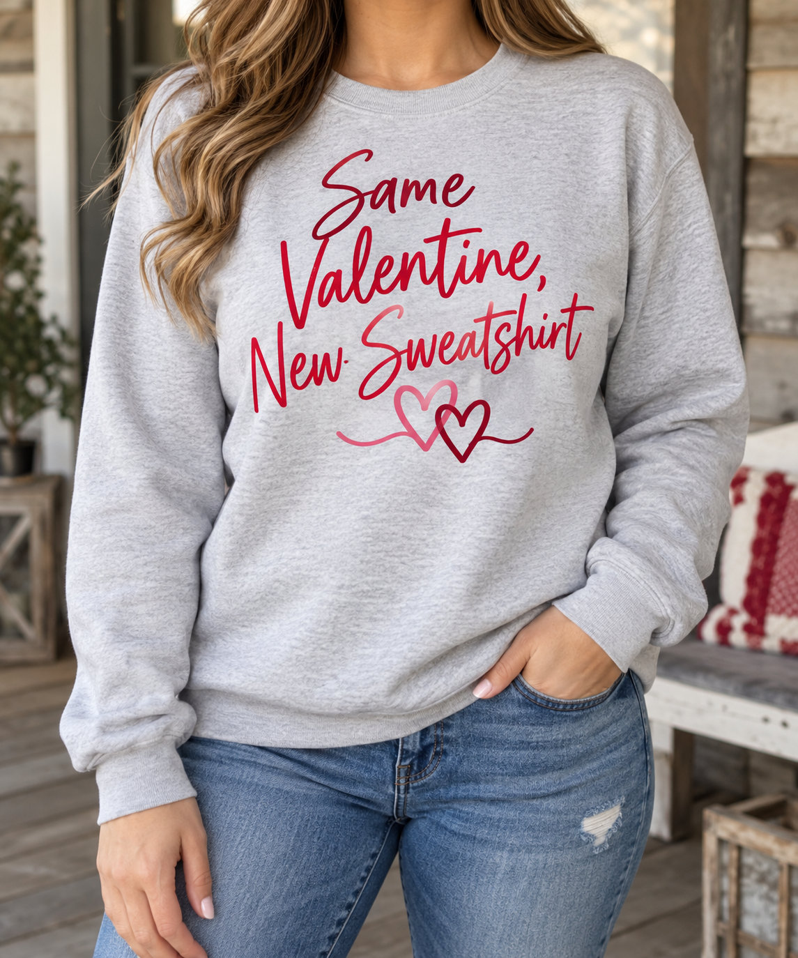 Same Valentine, New Sweatshirt boutique modeled mockup