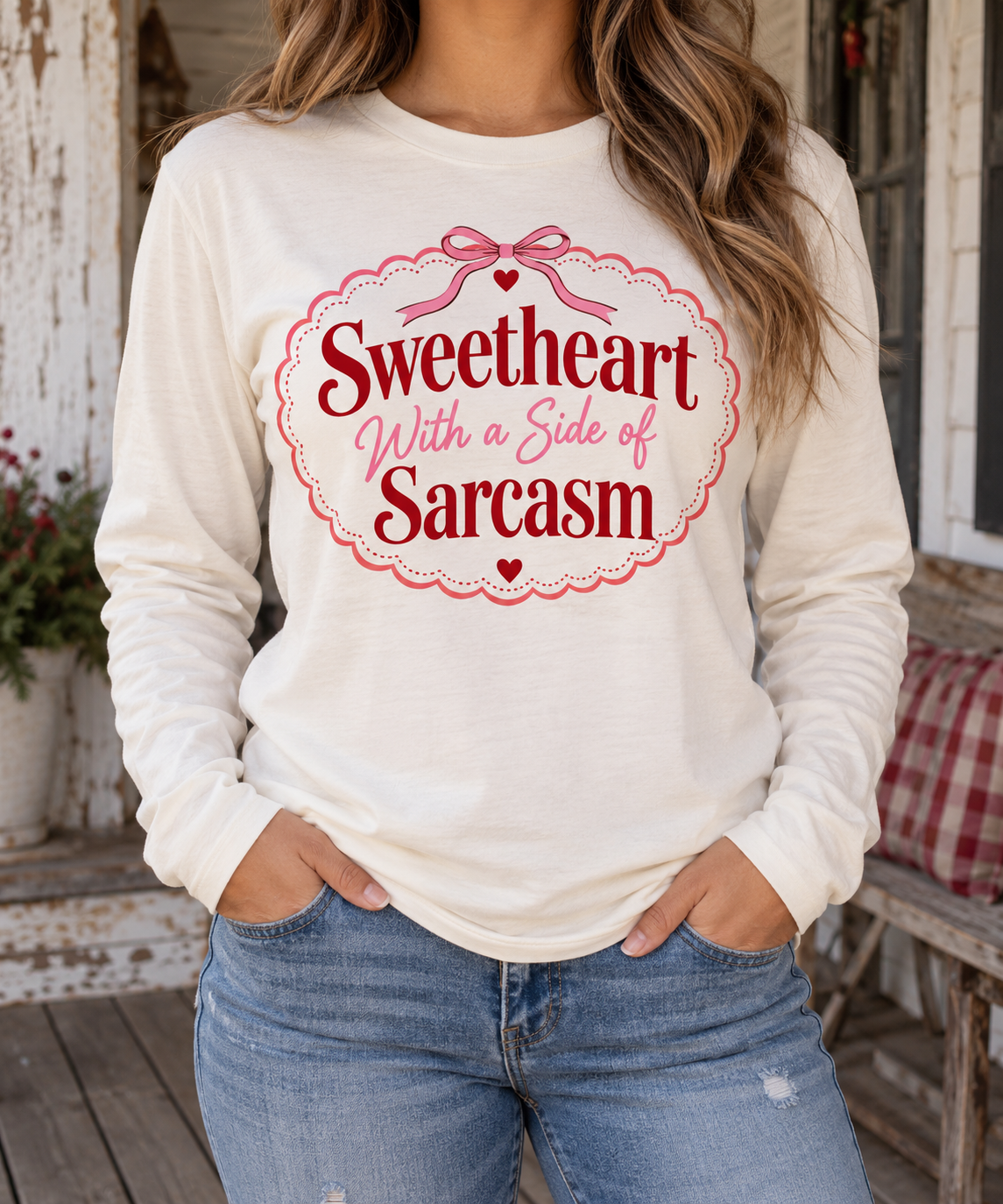 Sweetheart with a Side of Sarcasm boutique modeled mockup