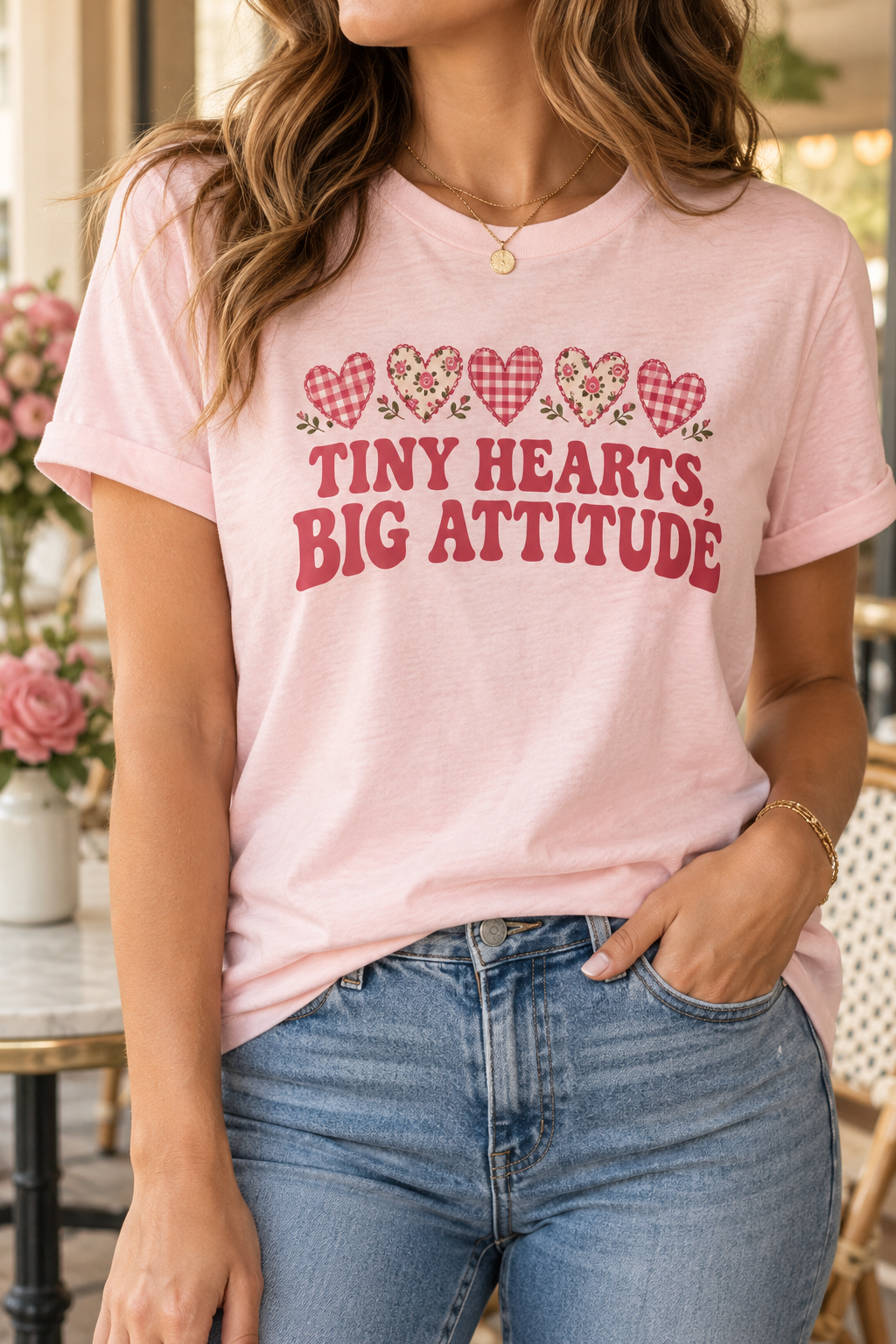 Tiny Hearts, Big Attitude boutique modeled mockup